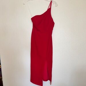 Hello Molly Vibrant Red One-Shoulder Dress